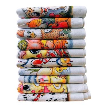 Imagem de Pano de Prato Estampado Kit com 10 Peças para Secar Louças em Sacaria 100% Algodão Anti...