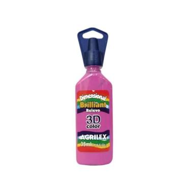 Imagem de Tinta Relevo Dimensional Brilhante Rosa Fuchsia 35ML para Tecidos Madeira Isopor Cerâmi...