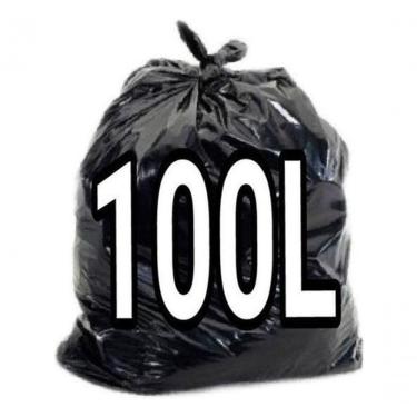 Imagem de Saco para Lixo 100L Reforçado 75x90 cm 44 cm Preto Pacote 100 Unidades para Resíduos Mé...