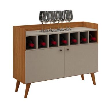 Imagem de Buffet Bar 2 Portas Porta Vinho Napoli - Leifer, Cinamomo/Off White