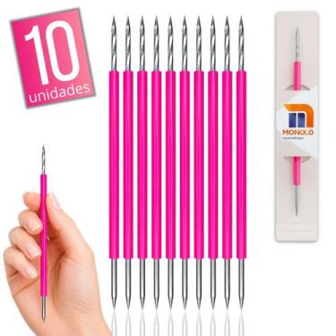 Imagem de Kit 10 Palito Duplo Bastão Cutícula Unha Manicure Pedicure Cutelaria S
