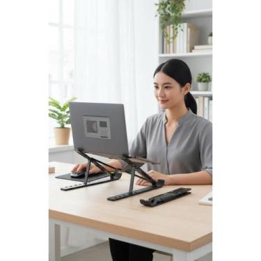 Imagem de Suporte Notebook Ajustável Alumínio Preto Ergonômico - Congratulations