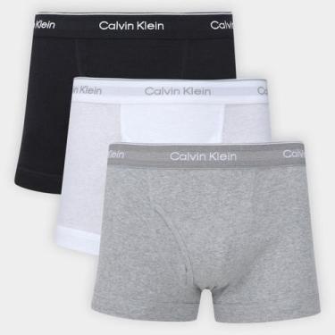 Imagem de Kit Cueca Boxe Calvin Klein Trunk Masculina - 3 Peças, Preto, Cinza, P