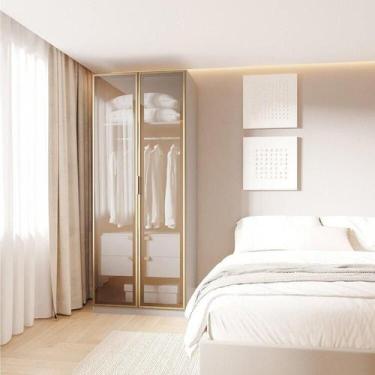 Imagem de Guarda-Roupa Modular 80cm com Portas Reflecta e Gaveteiro Jade CabeCas
