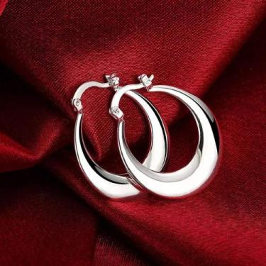 Imagem de Brincos banhados a prata argola gancho moda - Lca