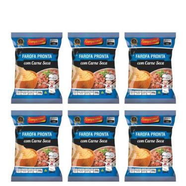 Imagem de Kit 6 Farofa de Mandioca Temperada Com Carne Seca Original 250g - Temp