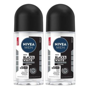 Imagem de KIT 2 Desodorante Nivea Rollon Black White Mas 50ml