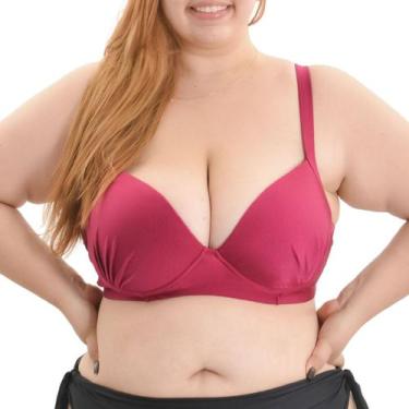 Imagem de Top Biquini Bojo Aro Alças Fixas e Amarração Plus Size Arsiè, 46, Rosa