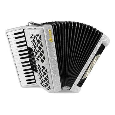 Imagem de Acordeon Vedo Madeira 34 Teclas 60 Baixos Com Alça E Estojo, Branco