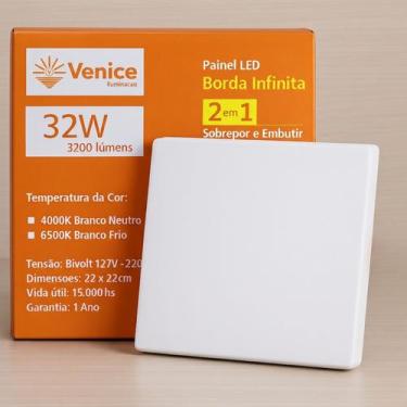 Imagem de Painel Plafon Led 32w 4000k ou 6500k, Sobrepor Ou Embutir, Redondo ou 