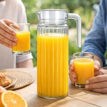 Imagem de Jarra Vidro Vasilha Suco Água Leite Bebidas Servir Mesa Café Geladeira