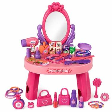 Imagem de Penteadeira Infantil Rosa Camarim Fashion com Espelho e 30 Peças Acess