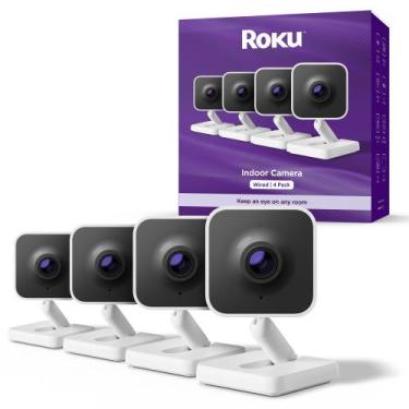 Imagem de Kit com 4 Câmeras de Segurança Internas Roku com Fio, 1080p HD