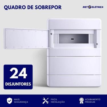 Imagem de Quadro de Distribuição P/Sobrepor P/24 Disjuntores Din Branco - Force 