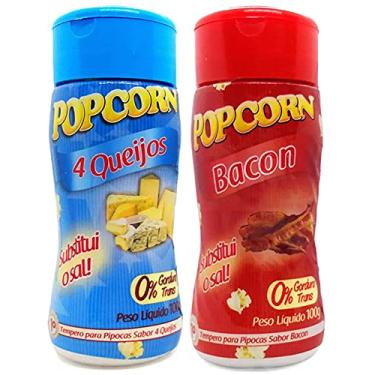 Imagem de Temperos P/ Pipoca Popcorn Cx 12 Frascos. 6 Quatro Queijos - 6 Bacon