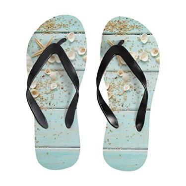 Imagem de Chinelo feminino verão concha areia a bordo sandálias de praia finas para homens sandálias de verão estilo chinelos de viagem, Multicor, 8-9 Narrow Women/6.5-7 Narrow Men
