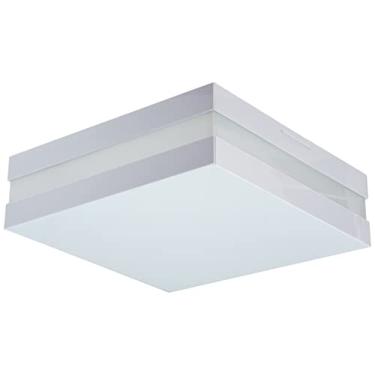 Imagem de Plafon de Sobrepor Quadrado Bilbao Branco para para 02 Lâmpadas Bulbo Led E-27, TUALUX, 26X26 cm, Medio