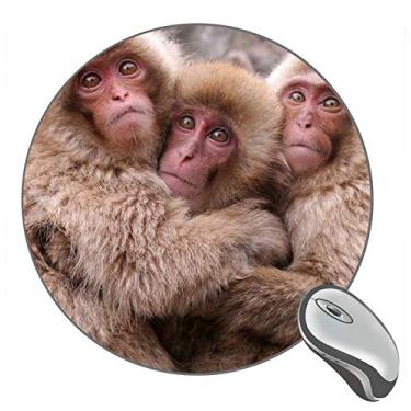Imagem de Mouse pad de borracha para jogos com estampa de macaco japonês e estampa redonda de macaco animal