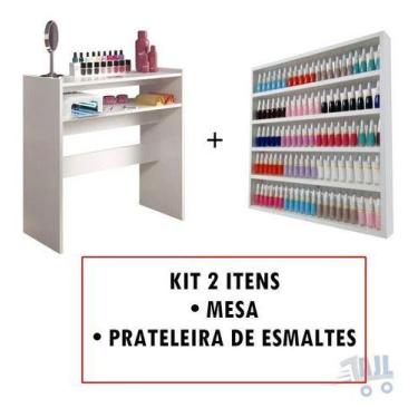 Imagem de Kit Porta Esmalte De Parede C/ Mesinha Manicure E Estética - Ajl