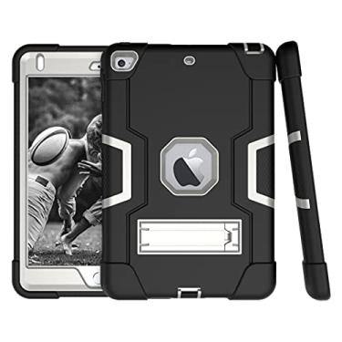Imagem de iPad Mini 5 Case, iPad Mini 4 Case, Hybrid Three Layer Armor Shockproof Rugged Drop Protection Cover Case Built with Kickstand for iPad Mini 4/5 7.9 Inch-Black/Grey