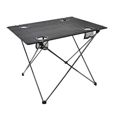 Imagem de Mesa de piquenique para acampamento, mesa dobrável de praia, mesas de pesca para ambientes externos, leve, dobrável, móveis de jardim, cinza