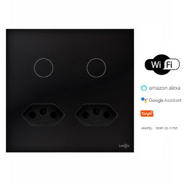 Imagem de Interruptor Touch Wi-Fi Tok Glass 2 Botões+Tom Pt 4X4 Lumenx