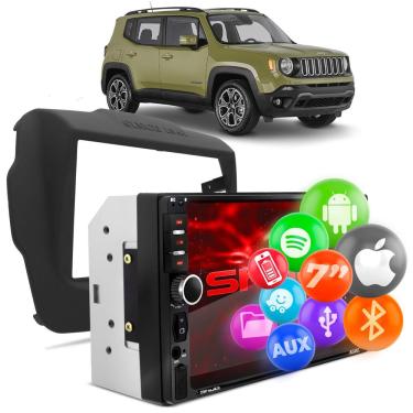 Imagem de Central Multimídia Jeep Renegade 2015 a 2020 e pcd 2 Din bt Espelhamento Android Iphone Shutt Miami