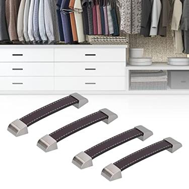Imagem de Puxador de gaveta de móveis, 4 conjuntos de alça de móveis marrom puxador de gaveta retangular para portas laterais de armário de bagagem