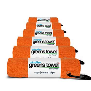 Imagem de Toalha verde de microfibra (pacote com 6) 40,6 cm x 40,6 cm com clipe de mosquetão. A conveniente toalha de golfe, Orange Crush, 16" x 16", 1