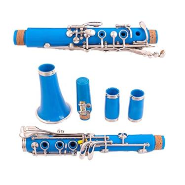 Imagem de ABS Bb Clarinete 17 Teclas Azul Niquelado Clarinete Sopro De Madeiras Clarinete para iniciantes