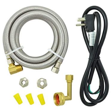 Imagem de TT FLEX Kit de instalação universal para lava-louças, mangueira de aço inoxidável para lava-louças, linha de abastecimento de água à prova de explosão com conexões de compressão de 9,5 mm