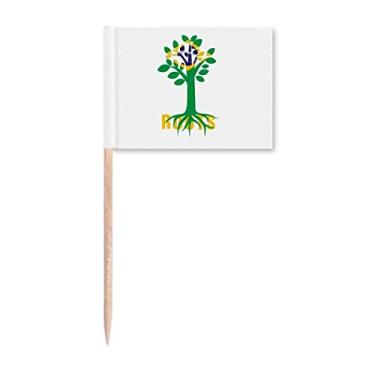 Imagem de Bandeira de família ancestral do Brasil com raízes de palito de dente marcadores para decoração de festa