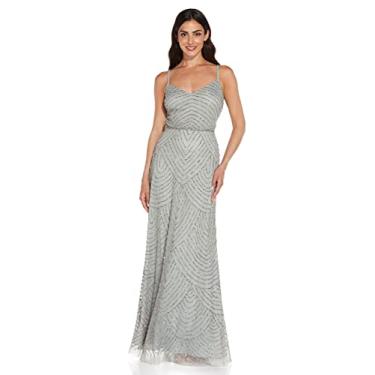 Imagem de Adrianna Papell Vestido feminino com contas Art Déco, Blue Mist, 54