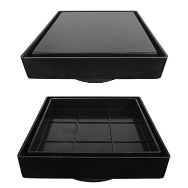 Imagem de Ralo 10x10 Oculto Invisível Seca Piso Porcelanato Inteligente Quadrado Banheiro Sacada Lavanderia Cozinha Lavabo Quintal Garagem (Preto)