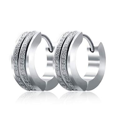 Imagem de Brincos de argola de aço inoxidável para homens e mulheres, prata/ouro/preto/azul, hipoalergênicos, brincos estilo punk, joias de piercing, brinco de laço simples e elegante, presente para ele,