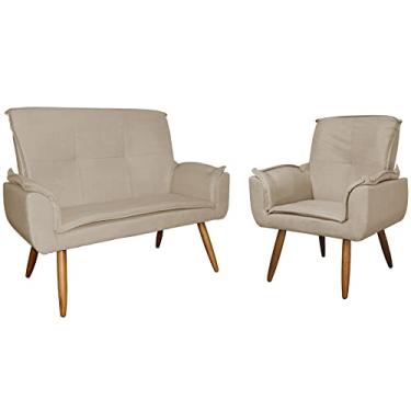 Imagem de Kit 1 Namoradeira mais 1 Poltrona Emília Suede Cores - DS Estofados