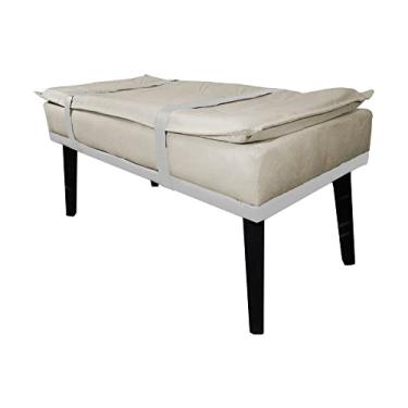 Imagem de Puff Decorativo com Cinto Branco Suede Cores - DS Estofados