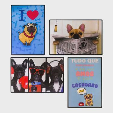 Imagem de Kit 04 Placas de mdf Decorativas Dog 19,5x29,5 - D'Rossi