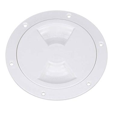 Imagem de Attwood Porta de inspeção de placa de deck 12790-3, 10 cm de diâmetro, estrutura de plástico ABS branco, flange pré-perfurada