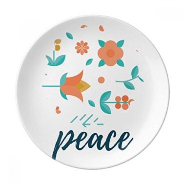 Imagem de Prato de tinta de plantas de flor verde laranja decorativo de porcelana salver louça de jantar