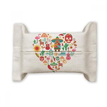 Imagem de Sombrero Suger Skull Mexico Flamingo Mexicano Suporte de capa de papel para lenços faciais Saco de linho de algodão