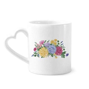 Imagem de Caneca de flor de crisântemo Greenery Coffee Ceramic Drinkware Glass Heart Cup