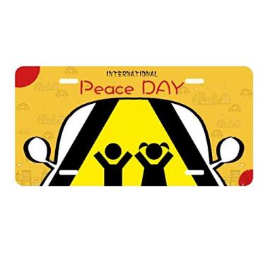 Imagem de DIYthinker Símbolo de aviso amarelo preto crianças triângulo placa placa de carro decoração dia da paz