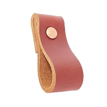 Imagem de Puxador Dobi Parafuso - Couro Legítimo Mogno - Parafuso Cobre