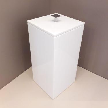 Imagem de Lixeira Quadrada 5,5L Em Resina Branco - Cromado