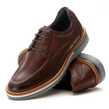 Imagem de Sapato Oxford Casual Premium de Luxo Tratorado Couro Legítimo Marrom  unissex