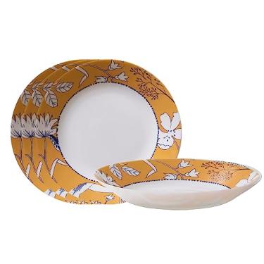 Imagem de Corelle Conjunto de pratos de tigela de macarrão MilkGlass de 4 peças (652 g) 21,6 cm, louça de vidro com borda superior para refeição de salada de macarrão, Rutherford