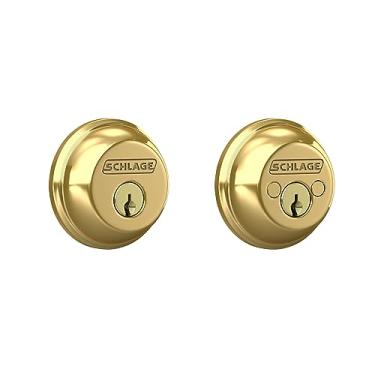 Imagem de SCHLAGE Fechadura de cilindro duplo Lock CO B62N605, latão brilhante