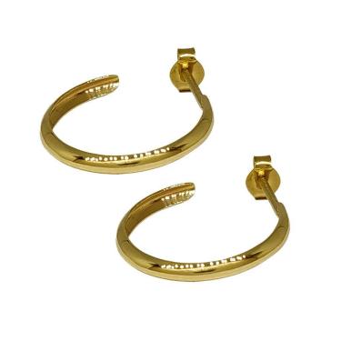 Imagem de Brinco Em Ouro 10k 416 Argola Meia Cana 2,0 Mm Pino C/ Rosca