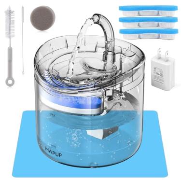 Imagem de Fonte de água para gatos com fonte de água para cães, 1,8 L, fonte automática para beber, com 3 filtros de substituição, 1 bomba inteligente, 1 kit de escova de limpeza, 1 tapete de silicone para alimentos, 1 adaptador para gatos e cães